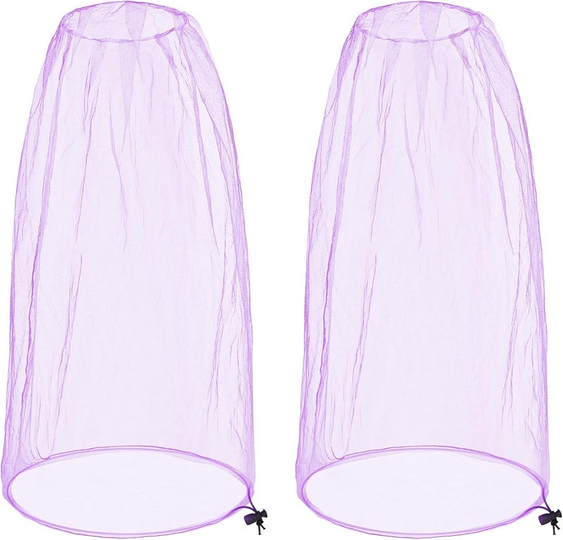 JayruiMice 2 Pack Ultra Large Mosquito Net 42x25 Inches Mosquito Head Net Oversized Insect Netting Bug Fits Most Hats for Gardening Hiking Fishing Traveling(Light Purple) - Image 1